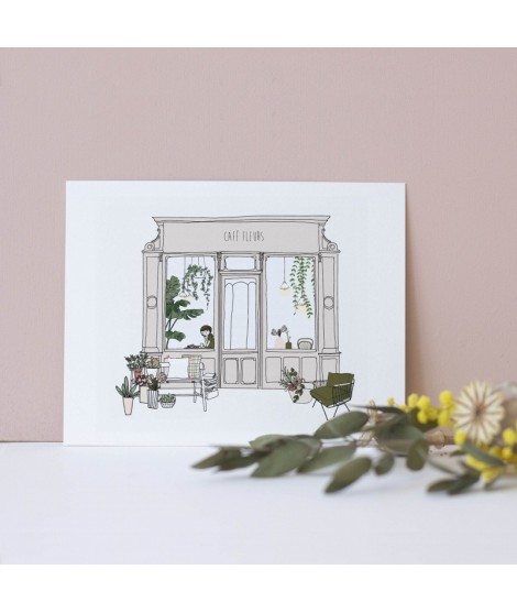 Carte postale Café Fleurs Carte postale Café Fleurs